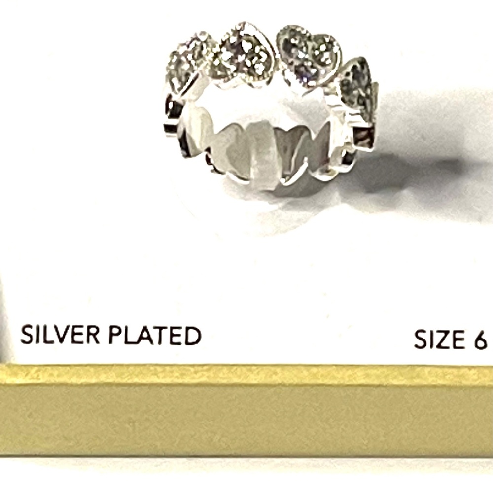 Cubic Zirconia Silver Plated Band Ring